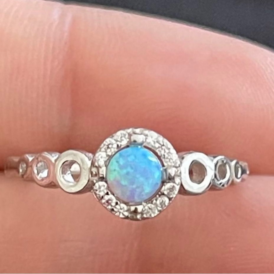Solid 925 Sterling Silver Opal Ring